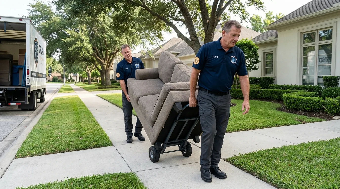 Local residential moving crew loading furniture in Moultrie, GA